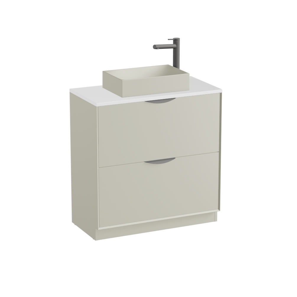 Vado Safari Smooth 800mm Cashmere Floorstanding Vanity Unit & Gloss White Worktop